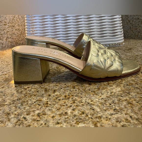 Kate Spade Gold Heeled Mules - Picture 6 of 12